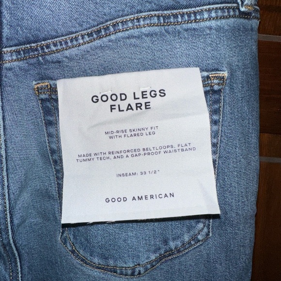 👖 Good American Good Legs Raw Hem Flare Jeans – NWT Size: 10 Tall 👖 - Picture 6 of 11
